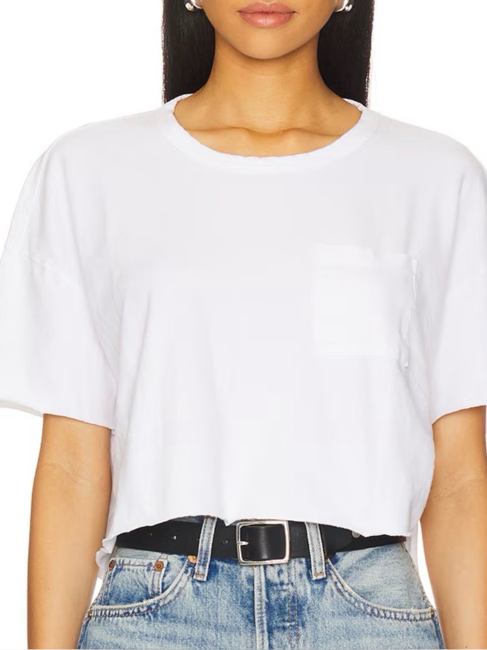 JAMES PERSE White Slub Crewneck Pocket T-Shirt in White Relaxed Fit Sz S (1) NWT